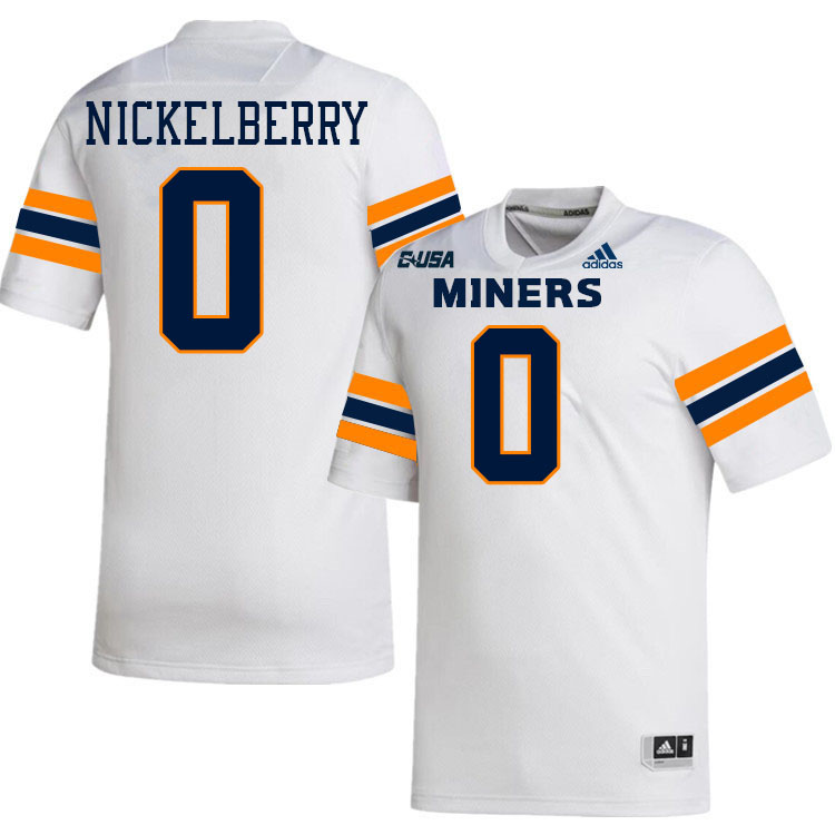 #0 Ashton Nickelberry UTEP Jersey,UTEP Miners College Football Jersey,Uniforms-White